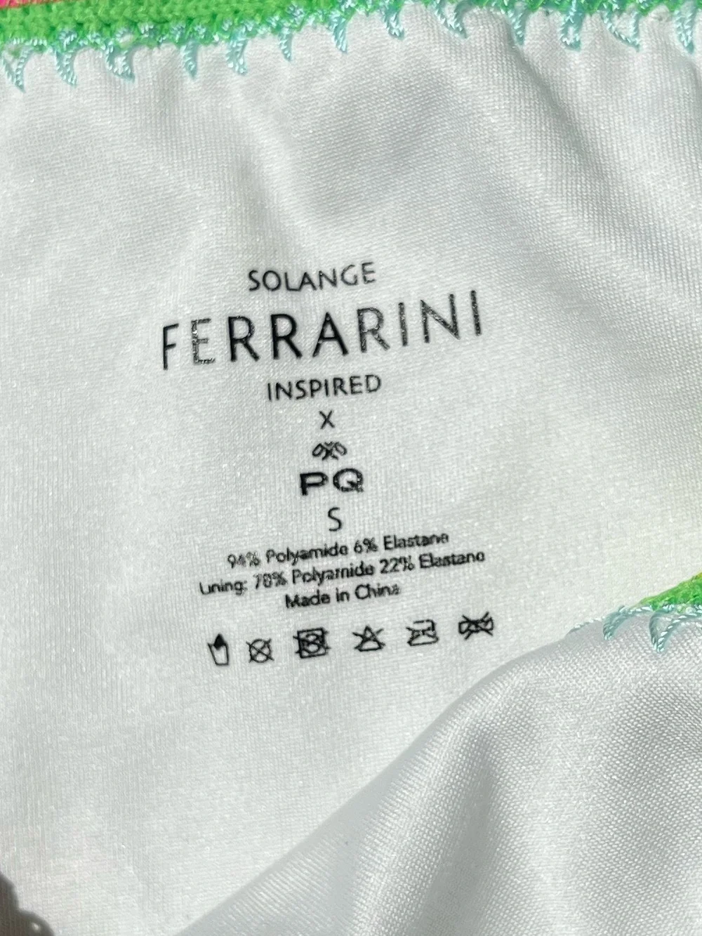 🌻NEW w/tag PQ Swim x Solange Ferrarini Green Crochet Trim Bikini Bottom Size S